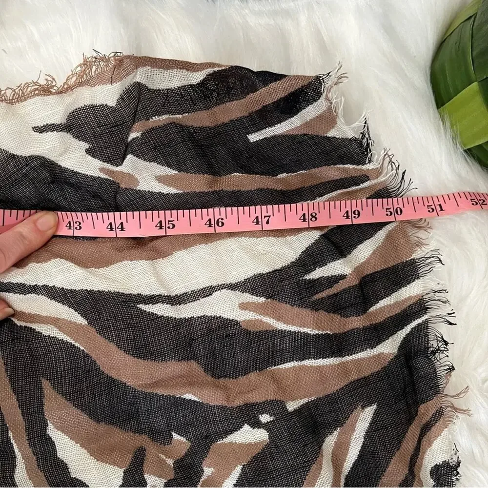 NEW Ann Taylor Loft Linen Multicolor Raw Hem Oversized Neutral Wrap Scarf OS NWT